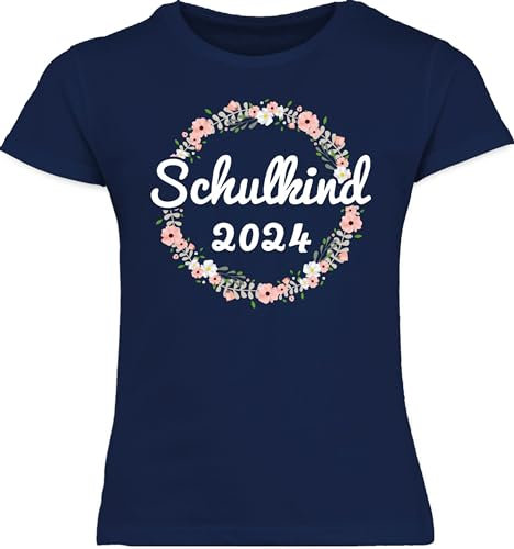 T-Shirt Mädchen Schulanfang - Einschulung - Schulkind 2024-140 (9/11 Jahre) - Navy Blau - erster Schultag Outfit Schulstart t Shirts Shirt einschulungsoutfit schulanfaenger Tshirt Kinder