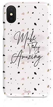 Tirita Phone Case Compatible with iPhone X & Xs Hard Cover PRINTED GLITTER, NOT REAL GLITTER Planets Cactus Avocado Marble Holographic Iridescent