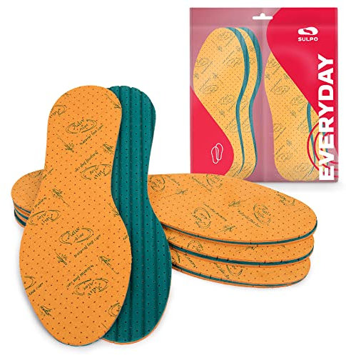 SULPO 4 Paare Einlegesohlen mit Aloe Vera Extrakt Schuheinlagen gegen Schweissfuesse Einlagen für frischeduft Sohlen aus Latexschaum Geruchstopper Frischesohlen anti Geruch deo Sohle (37)