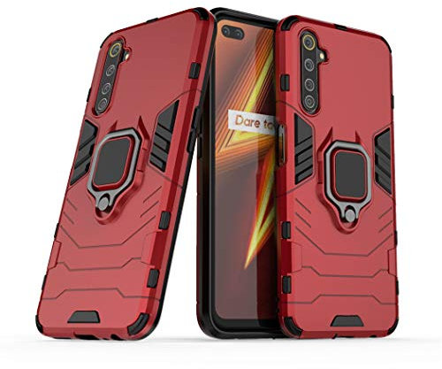 Kompatibel mit Realme 6 Pro Hülle, Ring Ständer Magnetischer Handyhalter Auto Caseme Schutzhülle Case für Oppo Realme6 Pro (Rot)