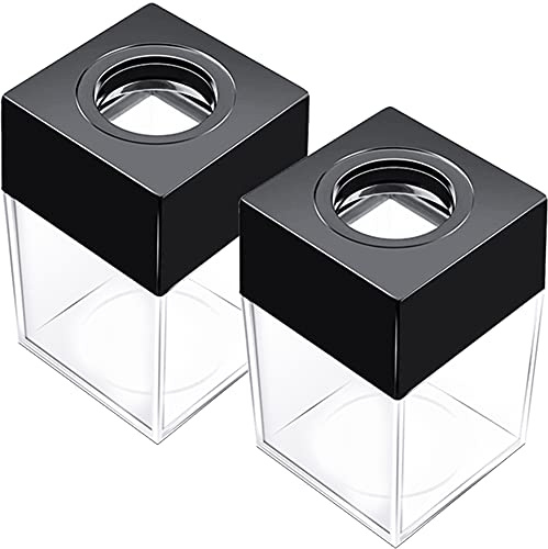 grwanpen® Extra Large Magnetic Paper Clip Dispenser – 500 Clip Capacity, Heavy-Duty Magnetic Desktop Organizer for Office, Home Office & School Supplies – Efficient Organization,Black,2-Pack