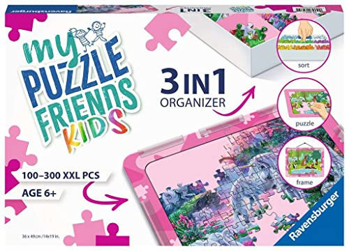 Ravensburger - 13275 3in1 Organizer für Kinderpuzzle in rosa - Puzzle-Aufbewahrung für Kinder ab 6 Jahren, mit Puzzlematte, Puzzle-Sortierschale und Puzzlerahmen