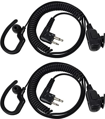 HYS Earpiece Compatible with Motorola, G-Shape, PTT with Mic, 2 Pin Radio Ear Piece, dp1400 cp040 gp300 XT420 Walkie Talkie Headset for security guard bodyguard (2 Pack)