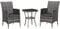 Outsunny Polyrattan Gartenmöbel Set, Outdoor Lounge Balkonmöbel für 2 Personen, 3-teilig Sitzgruppe, 2 Stühle, Tisch Sitzkissen, Gartenlounge für Garten, Terrasse, Balkon, Dunkelgrau