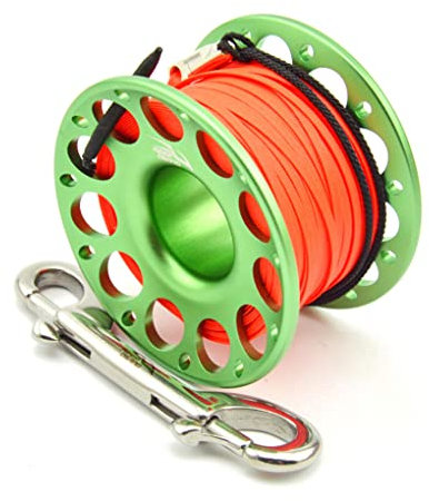 Guangcailun Tauchen FXL-952 Spool Rolle tragbare Massivfarbe Polyester Seilrollen Outdoor-Sportzubehör mit doppeltem Endhaken, grün, 30m