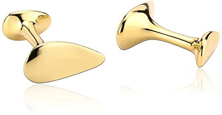 Whoiy Manschettenknöpfe Herren Gravur Gold, Schmuck Damen Edelstahl Wassertropfen für Männer Smokinghemd Kostenlose Gravur mit Geschenkbox