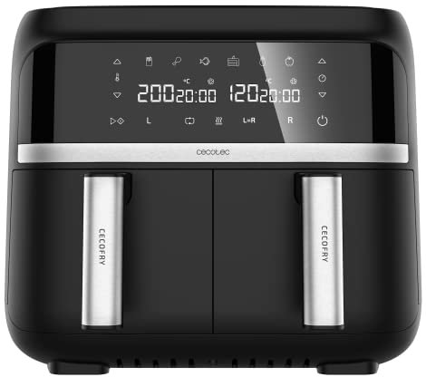 Cecotec Heißluftfritteuse 9L Digitale Cecofry Advance Double X. 2850 W, Kompakte und ölfreie Diätfritteuse, 2 Körben mit doppelter Temperatur und PerfectCook-Technologie