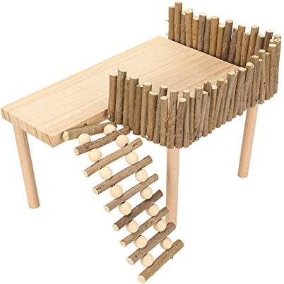 Zerodis Hamster-Plattform mit Kletterleiter Hamster-Kletterplattform Dekorative Meerschweinchen-Plattform Holz-Spielplatz FüR Kleine Haustiere mit Leiter FüR Golden Bear Sugar Glider Guinea