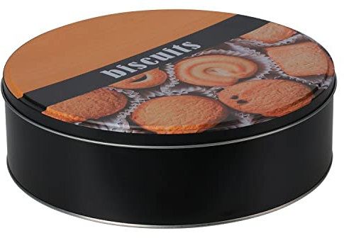 Home4You Gebäckdose - Schwarz - Aluminium - Ø 22 cm - mit Deckel