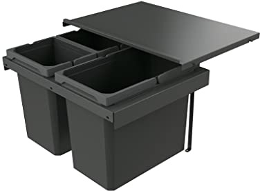 Naber 8013410 Abfallsammler Cox Stand-UP® 350 S/600-3 ohne Biodeckel, anthrazit, 42 (2x10/1x22) Liter / 60 cm Schrankbreite