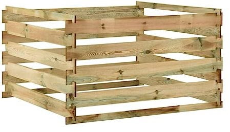vidaXL Kiefernholz Imprägniert Lattenrost Komposter Kompostbehälter Holzkomposter Kompostsilo Steckkomposter Gartenkomposter 120x120x70cm