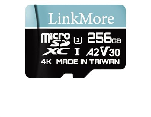 LinkMore 256GB Micro SDXC Card, A2, UHS-I, U3, V30, Class 10 Compatible, Read Speed Up to 160 MB/s, Write Speed Up to 120 MB/s, SD Adapter Included