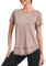 Deaviya Sport T-Shirt Damen, Kurzarmshirt Frauen, Workout Tops Rundhalsausschnitt Athletisch Lässig Laufen Yoga Fitness T-Shirts Locker (DE/NL/SE/PL, Alphanumerisch, L, Braun)