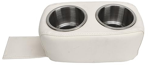 Porte-gobelet Ponton, Double Porte-gobelet Ponton avec Porte-gobelets en Acier Inoxydable, Porte-bouteille Portable pour Bateau, Yacht, Camping-car, Voiture (Blanc)