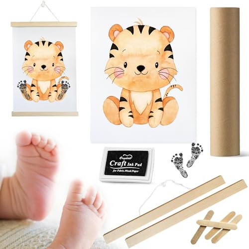Fußabdruck Baby Tierbild Fusabdruckset Baby Farbe Baby Fußabdruck Set Fußabdruck Baby Baby Fussabdruck Set Handabdruck Baby Geeignet für Babys von 0 Bis 6 Monaten,Baby Baptism Poster