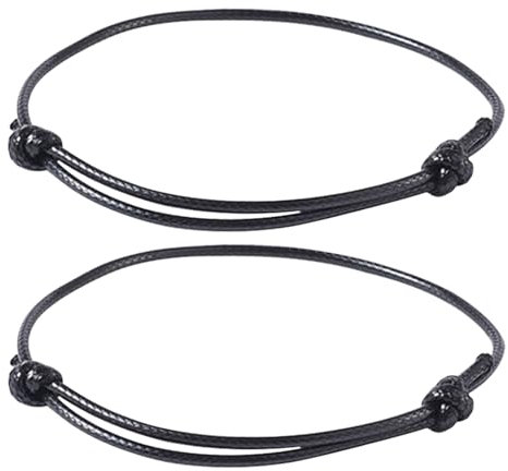 DGUSO Lederarmband Herren Lederarmband Damen 2 Stück Surfer Armband Herren Frauen Armband Herren Schwarz Manuell Einstellbar Handgemachtes dünnes Surfer Band aus gewachster Baumwolle