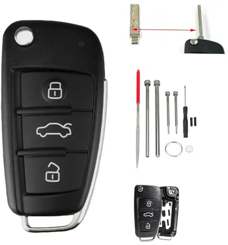 3 Buttons For Audi A3 A4 A6 A7 Q7 Quattro TT Key Fob with Audi Key Fob Cover with Pins Removal Tools
