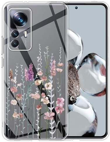 Kaywzo Hülle für Xiaomi 12T/12T Pro,Transparent TPU Handyhülle mit Gemälde Blume Muster,Ultradünn Stoßfester Schutzhülle,Schön Silikon Cover Case-3
