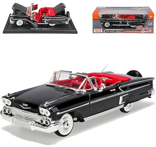 Motormax Chevrolet Chevy Impala SS Cabrio Schwarz 1. Generation 1958 1/18 Modell Auto