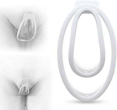 AMZII Fufu Clip Chastity Cage Male Peniskäfig,Keuschheitskäfig Herren Nachahmung Weiblich Trainer Hodensack Penisring Cockring,Keuschheitsgürtel für Herren Gay,SM Penis Käfig Cock Cage (Weiß,S)