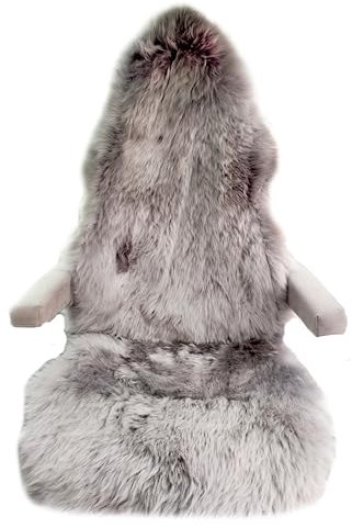 Autositzauflage für Wohnmobil und Camper Hochlehner Autositzbezug Autofell Lammfell Naturform universell - 135 cm - für Stoffsitze (Hellgrau)