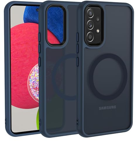 KetteTech Magnetisch Handyhülle für Samsung Galaxy A52S 5G/ A52 4G/5G Hülle, Durchscheinende Matt Dünn Stoßfest Kratzfest (Anti-Fingerabdruck) Schutzhülle, Dunkelblau