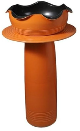 Lavabo à colonne Bassin à colonne à bords ébouriffés, lavabo de salle de bain sur pied en céramique vintage, lavabo sur pied à deux étages for intérieur et extérieur Lavabo sur pied colonne(Orange,003