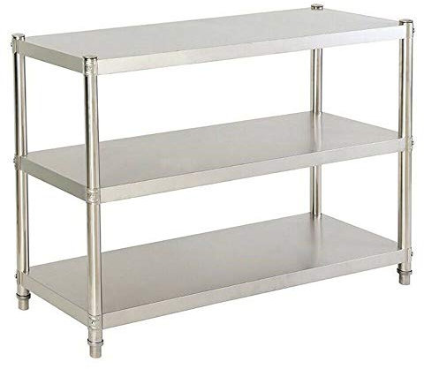 Scaffale da cucina a 3 ripiani, in acciaio inox, in metallo, per carichi pesanti, per esterni, cucina, in acciaio inox, per l'uso in dispense, 80 x 80 x 40 cm (argento)