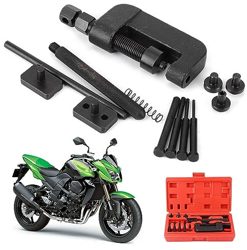 TKSE Motorrad Kettenbrecher Werkzeugsatz, 13 teiliges Motorrad Kettenunterbrecher Schneidteiler Nockenverbindungs Nietwerkzeug Set mit Aufbewahrungsbox für ATV Dirt Bike Fahrrad/Motorrad