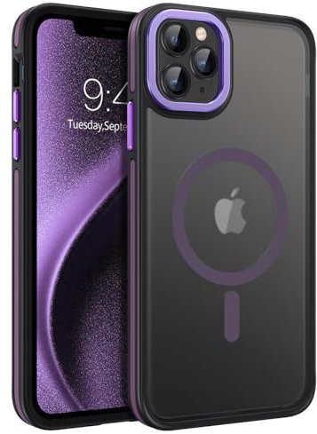 GUAGUA für iPhone 11 Pro Max Hülle [Kompatibel mit MagSafe] iPhone 11 Pro Max Matt Magnetisch Handyhülle Stoßfest Durchscheinende Rückseite Schutzhülle Case Cover (6,5'') Dunkelviolett