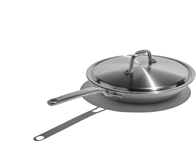 Heritage Steel Eater Series 10.5 Inch Frying Pan with Lid | Made in USA | 5-Ply Fully Clad Stainless Steel | Stay Cool Handle Design | Induction Ready & Non-Toxic Pan