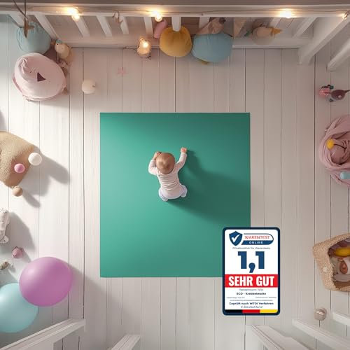 ECO Krabbelmatte Abenteuerland Petrol 180x800 - OEKO-TEX zertifizierte Krabbel- und Spielunterlage aus Deutschland. Für kleine Füße, die Großes vorhaben!