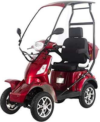 E Roller Mobil Vita Care 4000 Li | E-Roller Lithium, Elektro Mobil Dach Elektromobil 25 km/h (Red)