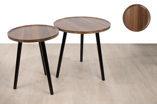 SET 2 MESAS MADERA PATAS METAL