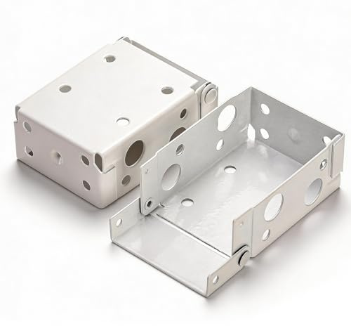 2 Pcs Venetian Blind Brackets, White Metal Box Mounting Bracket, Rectangular Bracket for Window Blinds, Headrail Bracket Track End Holder Suitable for Venetian/Wood Blinds