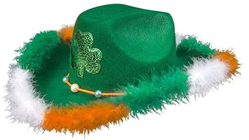 St. Patrick's Day Hut mit Kleeblatt Samtgrüner Zylinder für Faschingskostüme Kopfbedeckung für St Patricks Day Kostüme Karneval Mottoparty Männer und Frauen (A-04, Einheitsgröße)