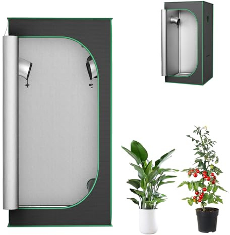 MAYTIIMO Growzelt Pflanzenzuchtzelt Indoor Anbauzelt 80x80x160 cm Grow Tent mit Reflektierender Innenfolie 600D Oxford-Stoff und Stahlrahmen Zuchtzelt Growschrank für Gemüse Blumen und Kräuter