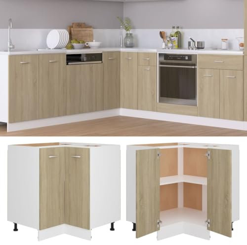 Myheimly Eckunterschrank Sonoma-Eiche 75,5x75,5x81,5 cm Holzwerkstoff Küchenschrank Küchenzeile Küchenmöbel Unterschrank Küchenunterschrank Schrank