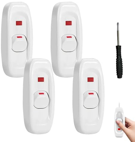 RYAN 4 Stück Zwischenschalter Schalter 250V 10A Inline Schalter Schnurzwischenschalter Kabelschalter 2-3 Adrige für Elektrischen Lampen Tischlampen Kleingeräte (Weiß)