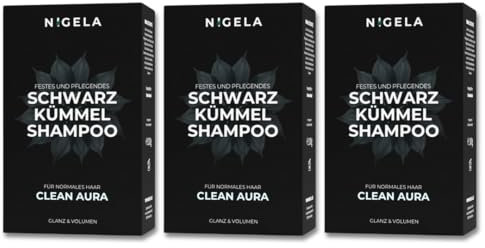 Nigela - Festes Shampoo mit Schwarzkümmelöl - 3er Set - Natürliches Shampoo ohne Sulfate, Parabene und Silikone - Haarseife für kräftiges & gesundes Haar - Plastikfreies Anti Schuppen Shampoo