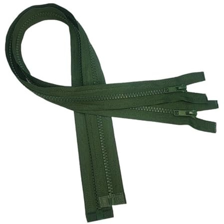 KGS Teilbare Reißverschlüsse | 5mm Reißverschluss Kunststoff für Jacken | 2 Stück pro Packung (Militärgrün, 75 CM)