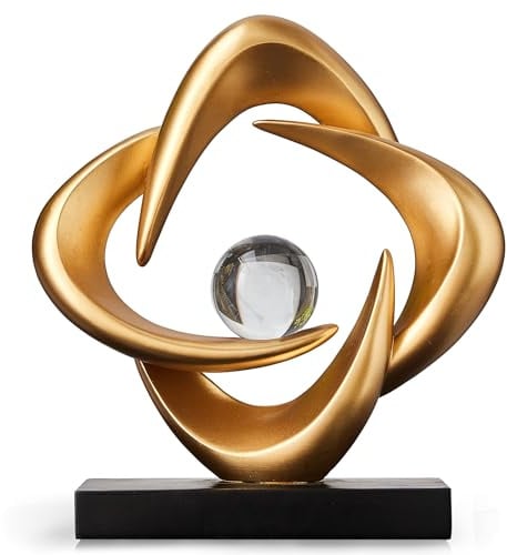 XYQXYQ Abstrakte Kunstskulptur, goldene Harz-Dekorationsstatue, moderne weiße Ornamente für Wohnzimmer, moderne Dekorationen für Couchtisch, Eingang, Büro zum Sammeln (vergoldet)