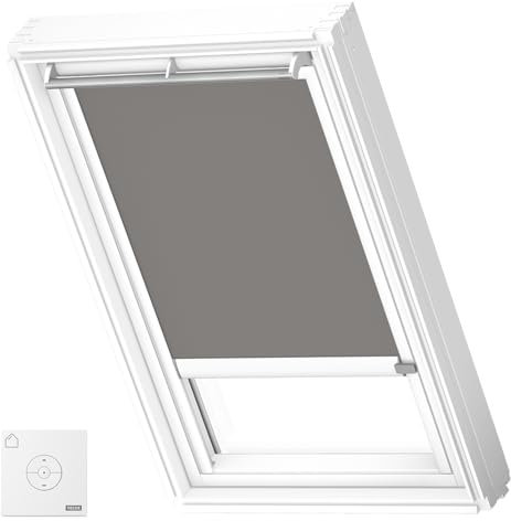 VELUX Original Store Occultant à Énergie Solaire, MK04, Gris, Cadre Blanc