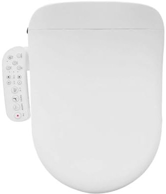 Asiento de inodoro inteligente con función de lavado, ducha eléctrica, bidé de autolimpieza con boquilla, secado de aire caliente, luz nocturna, descenso automático, temperatura ajustable y presión