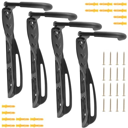 CHUENKUK 4 Stück 26 x 9,5cm Schwarz Fahrrad Wandhalterung, Fahrradhalterung Wand, Fahrradaufhänger Fahrrad Wandhalter für Garage, Innenbereich, Fahrradgeschäfte und Keller