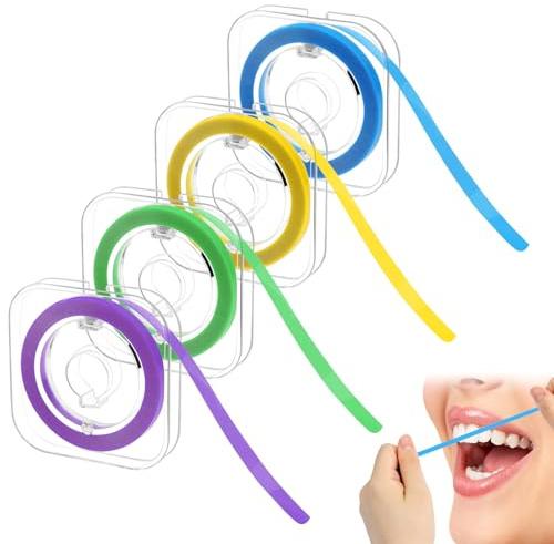 4 Bände Zahnschleifpapier (4mm x 6m) - Zahnpolierstreifen für Zahnzwischenräume, Zahn Polierstreifen - Tiefenreinigung für Mundhygiene - Reisefreundlich (Lila, Blau, Gelb, Grün)​