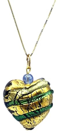 Pendentif cœur antique murrina en verre de murano avec chaîne en argent CL8