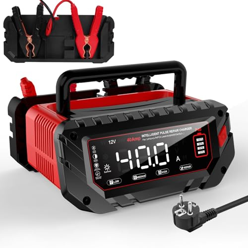 Haisito Autobatterie Ladegerät 40A, LCD-Display, 6V/12V/24V Batterieladegerät ist geeignet für Autos, landwirtschaftliche Fahrzeuge, Boote, Lithium LiFePO4 und Blei-Säure (AGM, MF, EFB usw.)