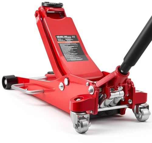 VEVOR Low Profile Floor Jack 3 Ton Aluminum and Steel Racing Floor Jack with Dual Pistons Quick Lift Pump, Hydraulic Trolley Car Lift for Sports Car, SUV, Pickup, Lifting Range 3.3-20.3