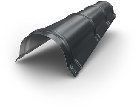 Dachfirst halbrund gerippt 1 m – Firstblech aus verzinktem Stahl 0,5 mm, polyesterbeschichtet, wetterfest & UV-beständig, für Metalldachziegel Anthrazitgrau